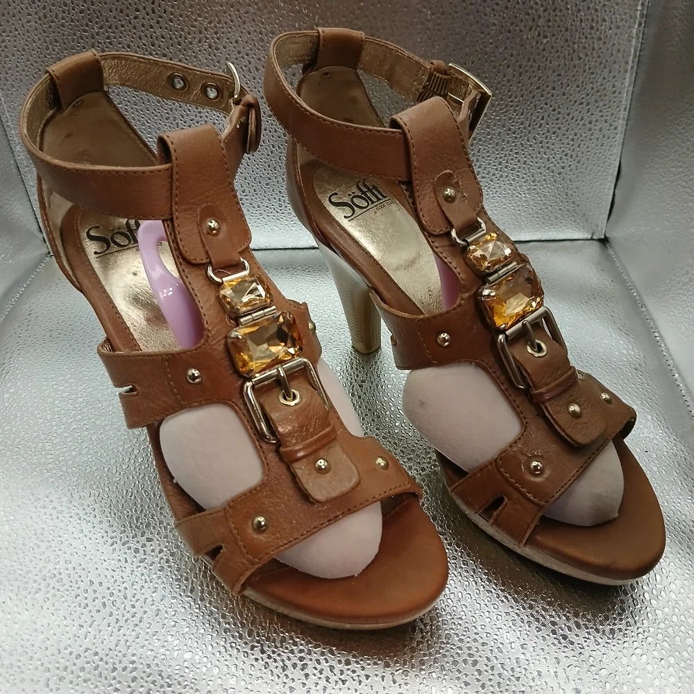 Söfft Brown Strappy Heeled Sandals Women's Size 8
